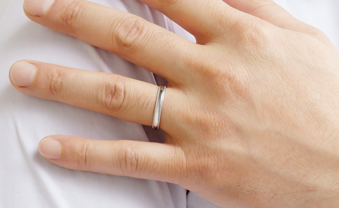 結婚指輪 オーバル ミルグレイン（M22L-02-01500B-13）