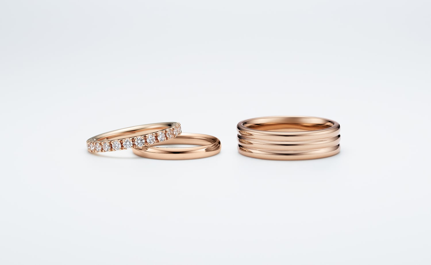 結婚指輪 オーバル、ミルフィーユ トリプル、スクエアハーフエタニティリング（M33L-02-01497A-13、M33L-02-01506H-13、M33A-02-00938-12）
