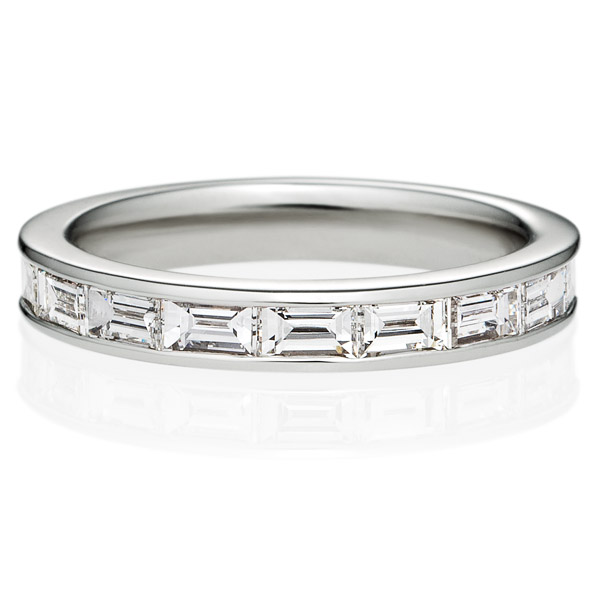 結婚指輪 チャネルセッティング バゲットカット ダイヤモンド ハーフエタニティ リング（M22A-02-01225-7）