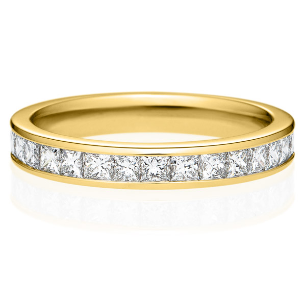 結婚指輪 チャネルセッティング プリンセスカット ダイヤモンド ハーフエタニティ リング（M31A-02-01223-13）