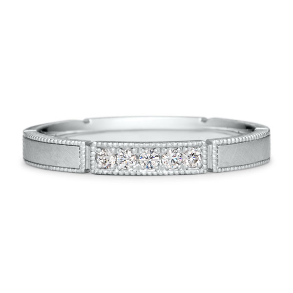 結婚指輪 ステージ ダイヤモンド5pcs プチエタニティ リング ミルグレイン サティーン（M22A-02-01384A-Z）